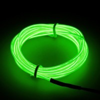 Led гибкий неон узкий (EL провод) 2,3 мм, салатовый, 3 м, с разъемом для подключения